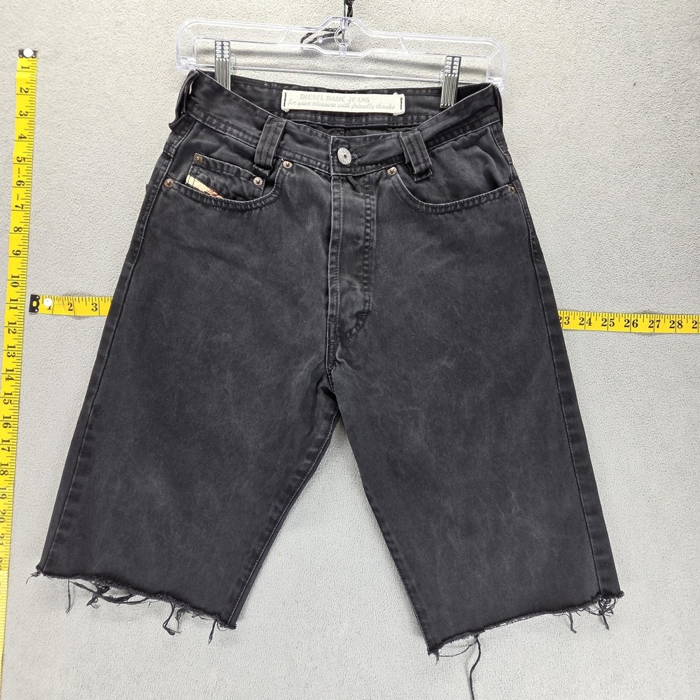 Diesel Saddle Shorts Mens 26 Black Denim Jeans Cutoff Raw Hem 11‎ Inseam